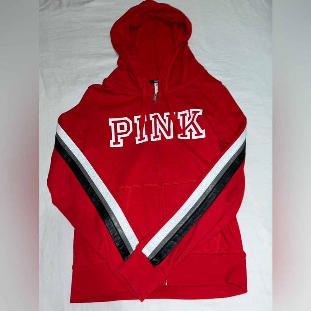 PINK limited edition red zip up hoodie